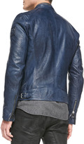 Thumbnail for your product : Belstaff Kirkham Tumbled Leather Biker Jacket, Indigo