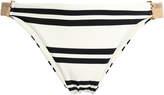 Thumbnail for your product : Vix Paula Hermanny Woven-trimmed Striped Low-rise Bikini Briefs