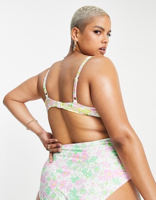 ASOS Curve ASOS DESIGN Curve mix and match v underwired bikini top in mixed  ditsy floral print - ShopStyle Two Piece Swimsuits