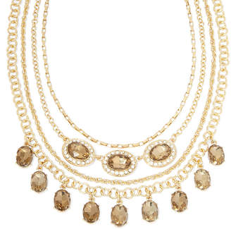 clear MONET JEWELRY Monet Champagne and Crystal Layered Necklace
