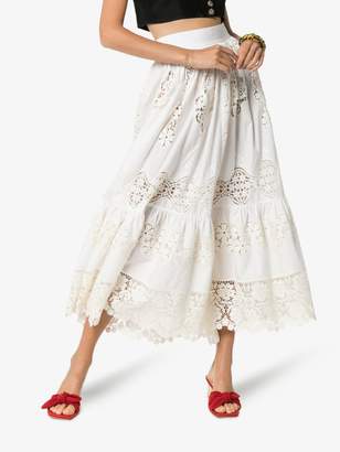 Dolce & Gabbana tiered lace detail high waisted midi skirt