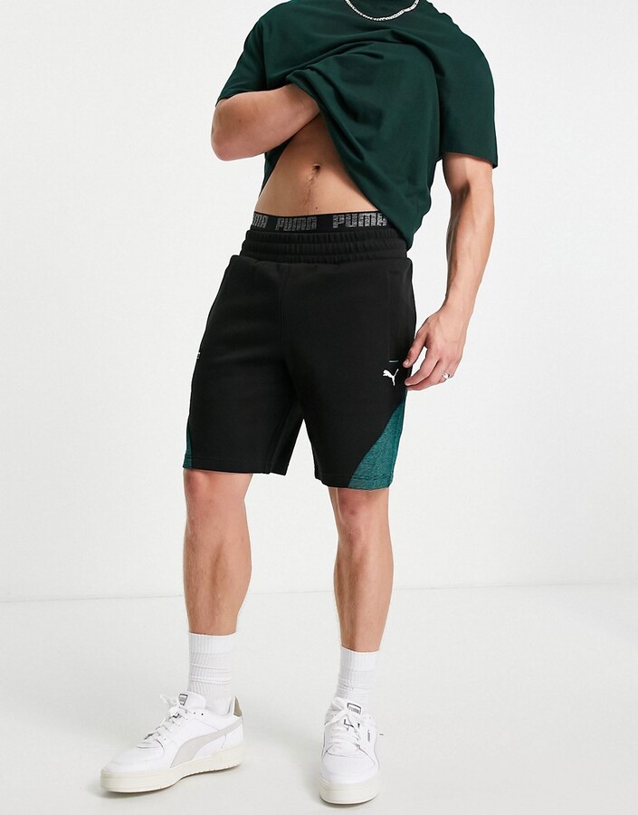 Puma Mercedes sweat shorts in black and green - ShopStyle