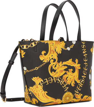 Versace Jeans Couture Reversible Black & Gold Printed Tote