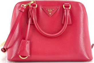 Prada Open Promenade Bag Vernice Saffiano Leather Medium Red