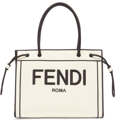 Fendi Roma Shopper Small Canvas Tote Bag - White - ShopStyle