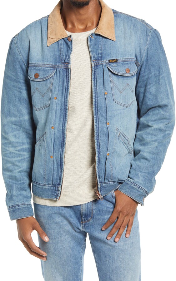 mens denim jacket with corduroy collar
