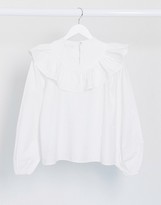Thumbnail for your product : Topshop poplin pintuck blouse in ivory