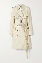 Thumbnail for your product : Michael Kors Collection Double-breasted Fringed Suede Trench Coat - Off-white