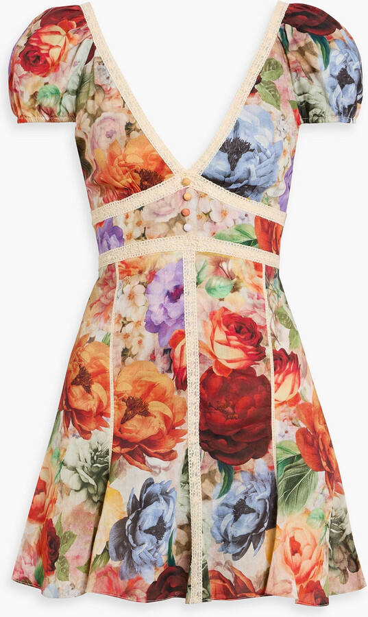 Alice + Olivia Rose floral-print cotton mini dress