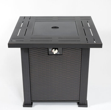 28" Propane Gas Fire Pit Table, 50000 BTU Square Steel Fire Pit