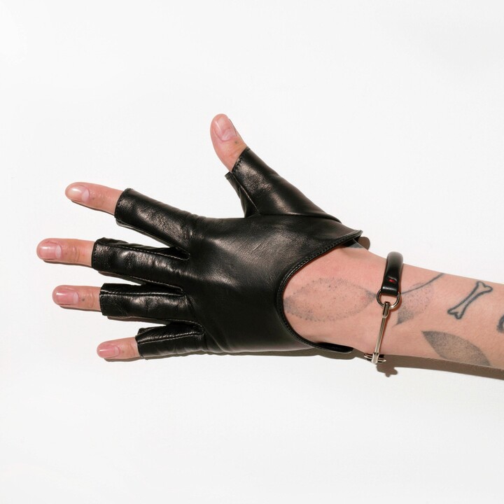 Black Fingerless Leather Gloves, Driving Gloves, Short Fully Customizable, Fall Clothing, Mid-Season Best Gift, Men Women