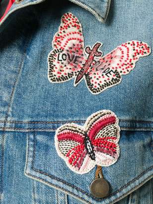 Valentino embroidered butterfly denim jacket