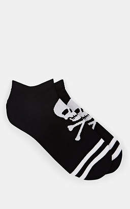 Corgi Men's Skull-Print Stretch-Cotton Ankle Socks - Black