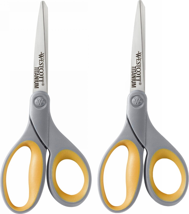 Westcott Soft Grip Titanium Bonded Scissors, 8" Straight, Pack of 2