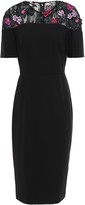 Thumbnail for your product : Lela Rose Appliqued Chantilly Lace-paneled Crepe Dress