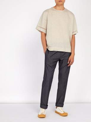 BEIGE Hecho - Deshilado Embroidered Linen T Shirt - Mens