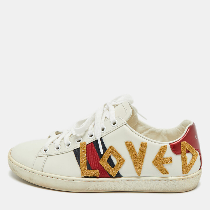 Gucci White Leather Loved Ace Sneakers Size 37