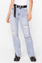 Thumbnail for your product : Nasty Gal Womens How Did You Distress Slit Hem Jeans - Blue - S