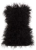 Thumbnail for your product : ATTICO Strapless Ostrich-feather Mini Dress - Black