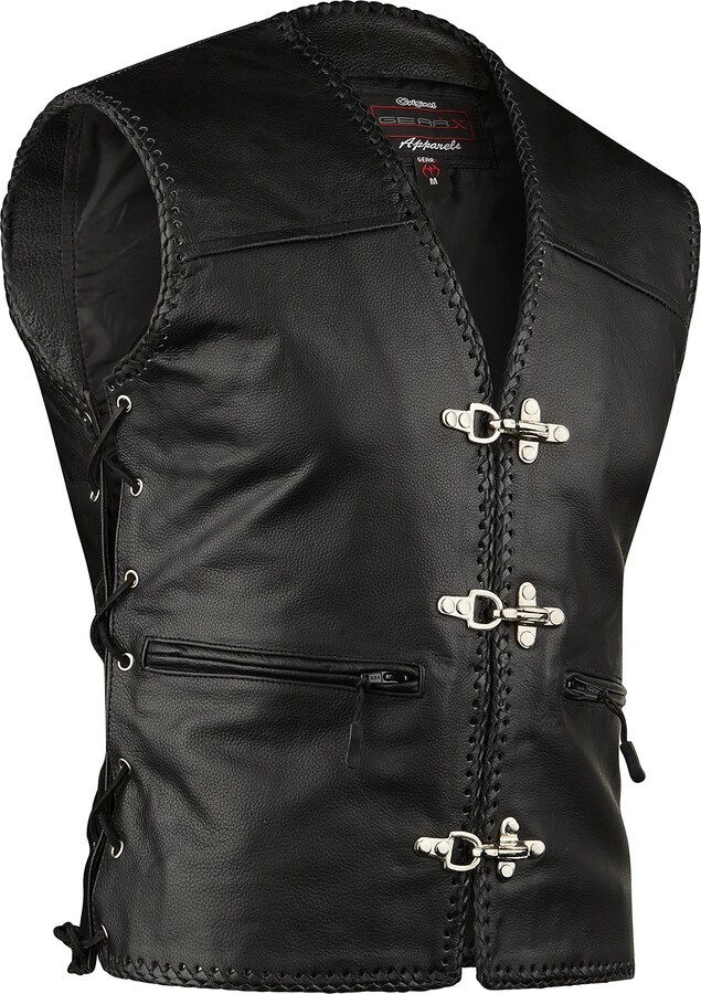 GEARX Motorbike Leather Vest Waist Coat Front Hooks (XL) - ShopStyle Jackets