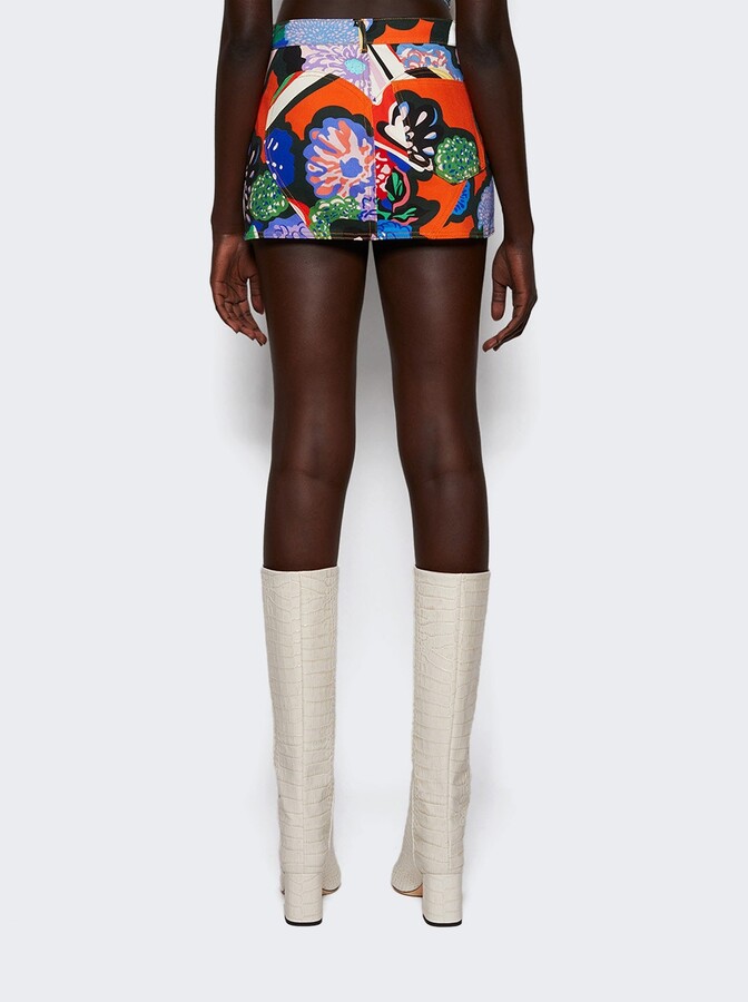 Heart Printed Denim Mini Skirt Multicolor