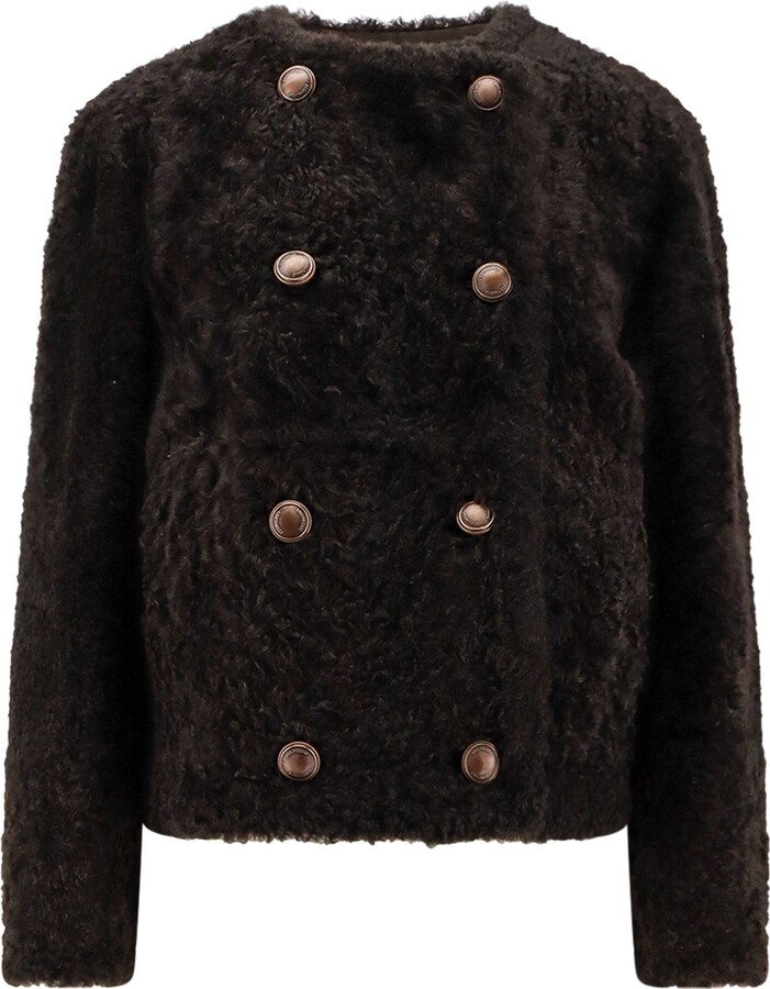 Reversible Fuzzy Shearling Caban Crop