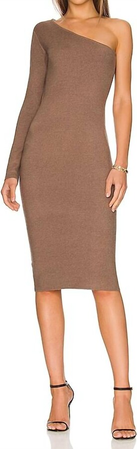 Monrow Women's Super Soft One Shoulder Dress In Dusty Cocoa