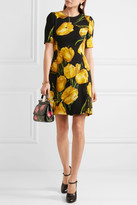 Thumbnail for your product : Dolce & Gabbana Floral-print Wool-crepe Mini Dress - Yellow