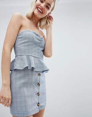 Emory Park Button Front Mini Skirt In Prince Of Wales Check Co-Ord