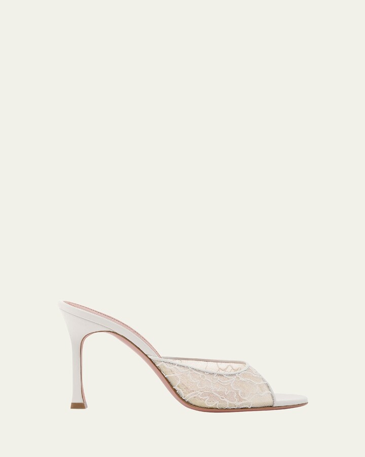 Amina Muaddi Alexa Lace Stiletto Mule Sandals