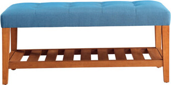 Charla Light Blue Fabric & Oak Finish Bench