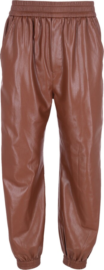 Nanushka Elastic Waist Pants in Brown Polyester