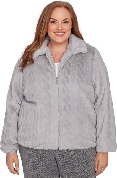 Alfred Dunner AlfredDunnerPlusWomen'sSculptedFauxFurZipUpJacket