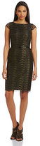 Thumbnail for your product : Calvin Klein Cap-Sleeve Metallic Lace Dress