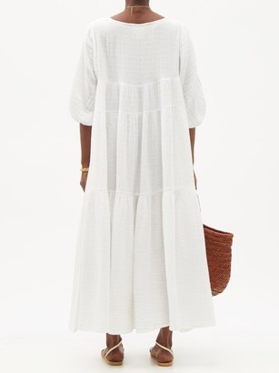 Anaak Nina Tiered Crinkle-cotton Maxi Dress - White