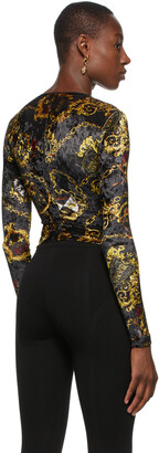Versace Jeans Couture Black Velvet Shields & Chains Long Sleeve T-Shirt