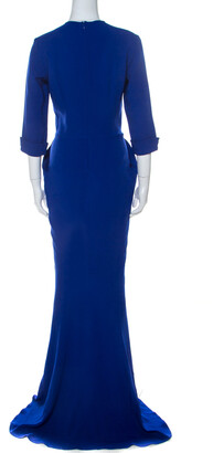 Stella McCartney Blue Stretch Cady Gathered Waist Maxi Dress M