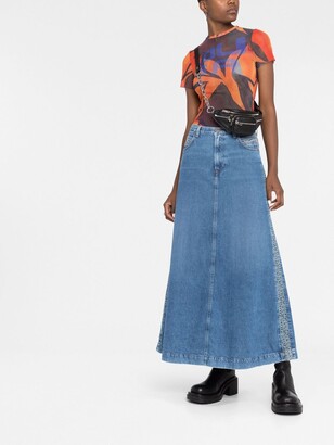 Diesel Side-Stripe Denim Maxi Skirt