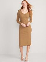 Thumbnail for your product : Old Navy Fitted Long-Sleeve Rib-Knit Henley Midi Dress for Women