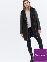 Thumbnail for your product : New Look PU Sleeve Biker Formal Coat - Black