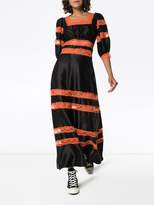 Thumbnail for your product : Shrimps Cressida lace-panel silk dress
