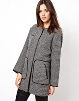 Thumbnail for your product : ASOS PU Trim Patch Pocket Coat - Grey