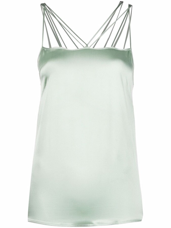 white silk spaghetti strap top