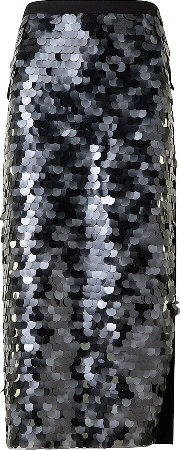 Women's Dot Sequined Midi-Skirt - Black - Size 4