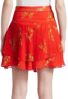 Derek Lam 10 Crosby Floral Pleated Mini Skirt