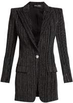 Thumbnail for your product : Balmain Striped Single Breasted Velvet Blazer - Womens - Black Silver