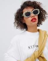 Thumbnail for your product : ASOS DESIGN Check Print 90S Square Sunglasses