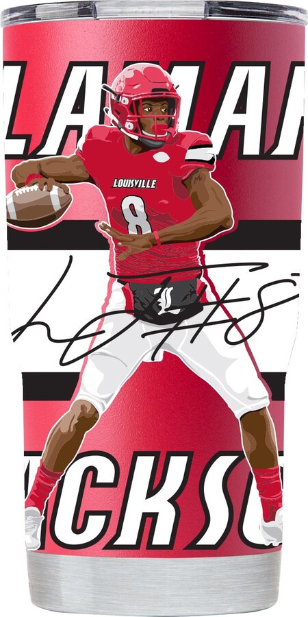 Gametime SideKicks Louisville Cardinals Lamar Jackson Stainless Steel 20 oz. Tumbler, Black