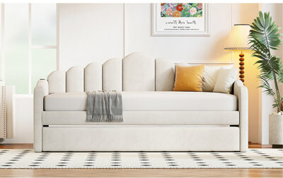 Latitude Run Twin Size Upholstered Daybed With Trundle ,Velvet Sofabed With USB Charging Ports,No Box-Spring Needed