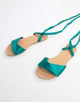 Thumbnail for your product : ASOS Design DESIGN Flashing Tie Leg Flat Sandals